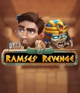 Dive into the ancient world of Ramses' Revenge slot by Relax Gaming, featuring a startled explorer and a menacing mummy amid an Egyptian tomb backdrop. This image depicts the drama of Egyptian archaeology, ideal for those interested in historical adventures, delivering a thrilling gaming experience. 